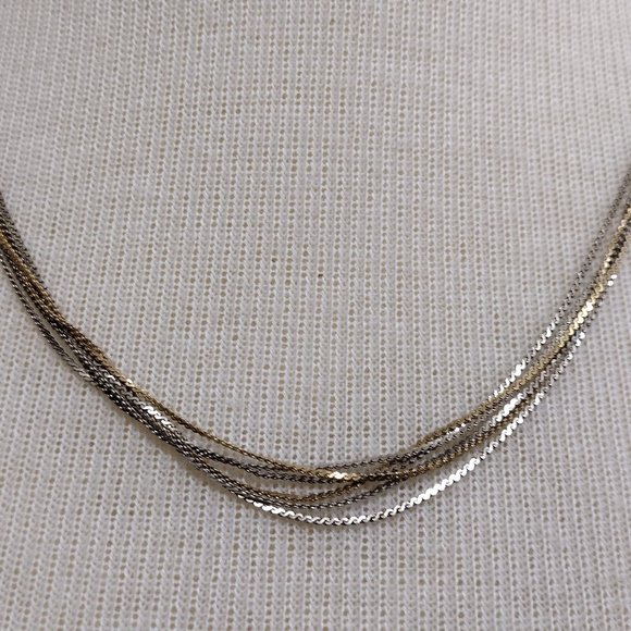 Silver & Gold Tone Multiple Layer Necklace - Picture 3 of 7